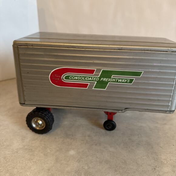 Vtg Japan Tin Toy Consolidated Freightways CF Box Trailer Metal 60’s - Picture 5 of 10